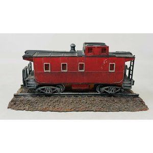 Red Caboose Train Statue Figure Resin? Metal? Antiqued 8”